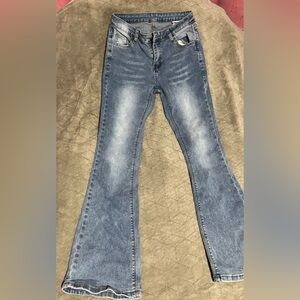 Tight fitted flared jeans